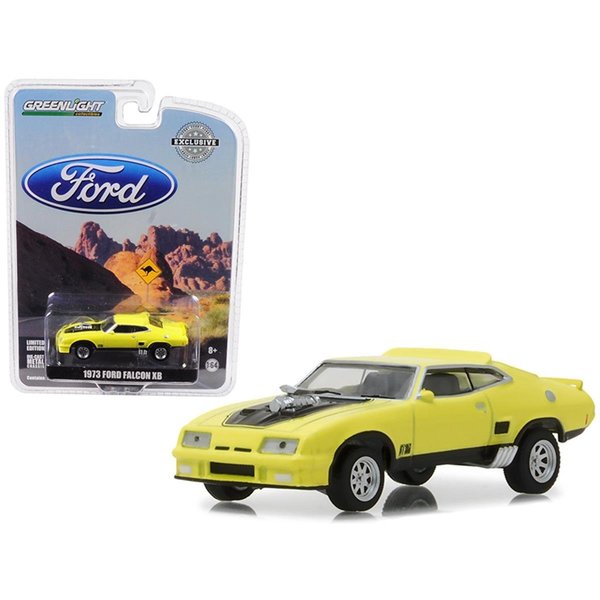 Greenlight 1 isto 64 1973 Ford Falcon XB Diecast Car Model; Yellow with Black Stripe 29947